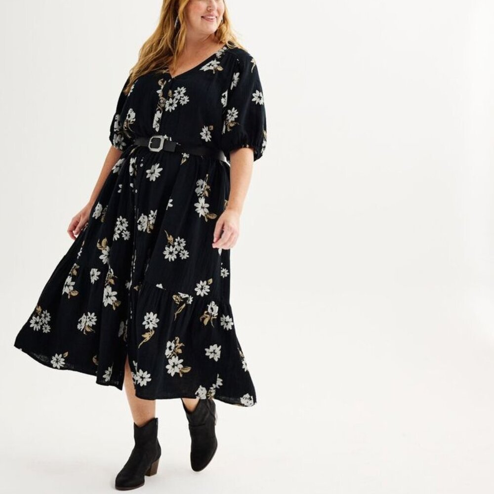 Sonoma Gauze Button Front Dress 3X - Picture 2 of 12